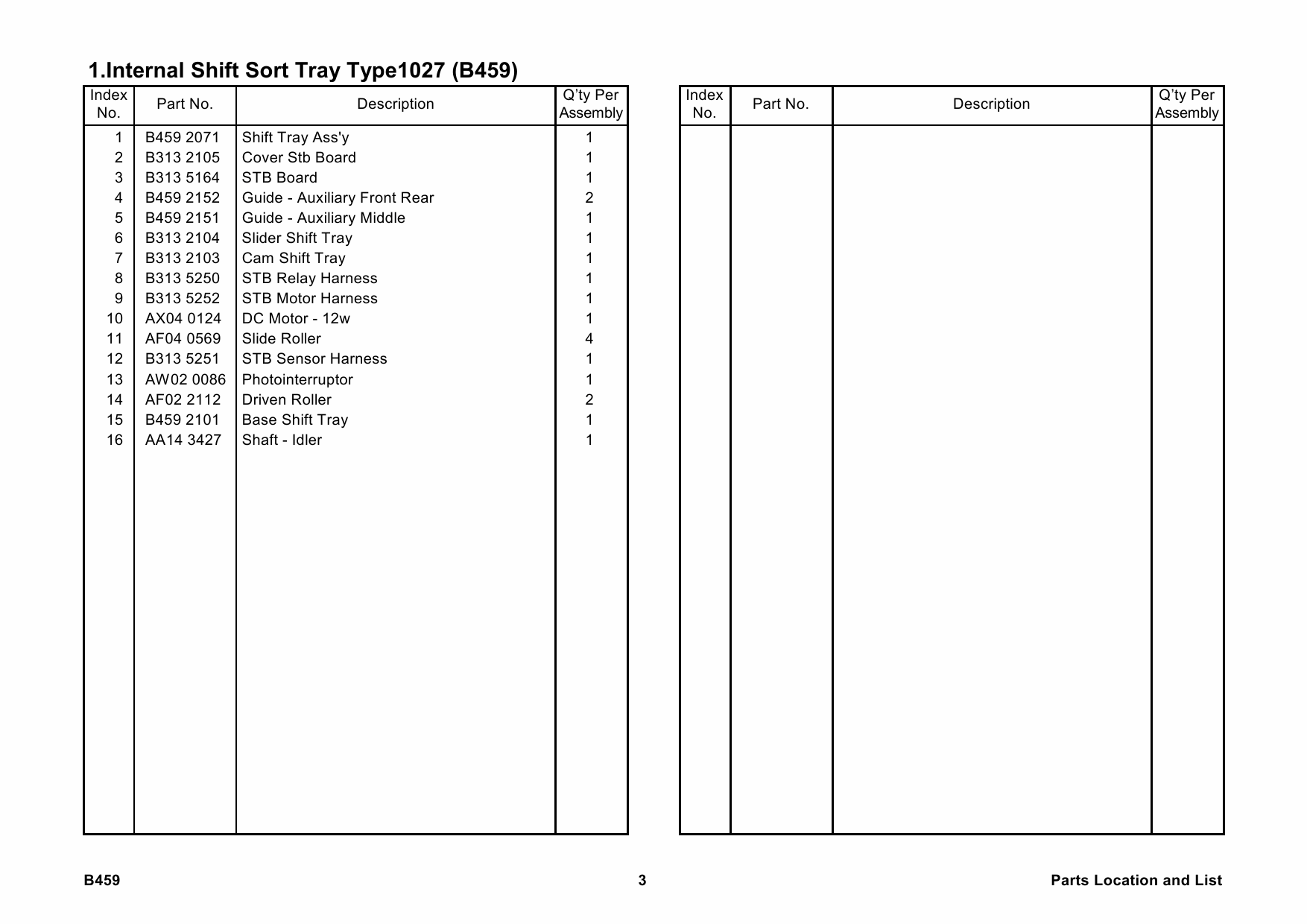 RICOH Options B459 INTERNAL SHIFT SORT TRAY Parts Catalog PDF download-5